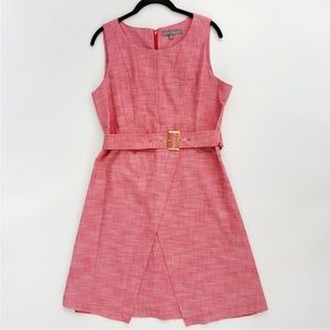 SHARAGANO Sleeveless Belted Dress Size 8